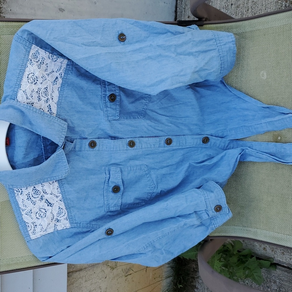 Bongo L Denim button down top with tie bottom